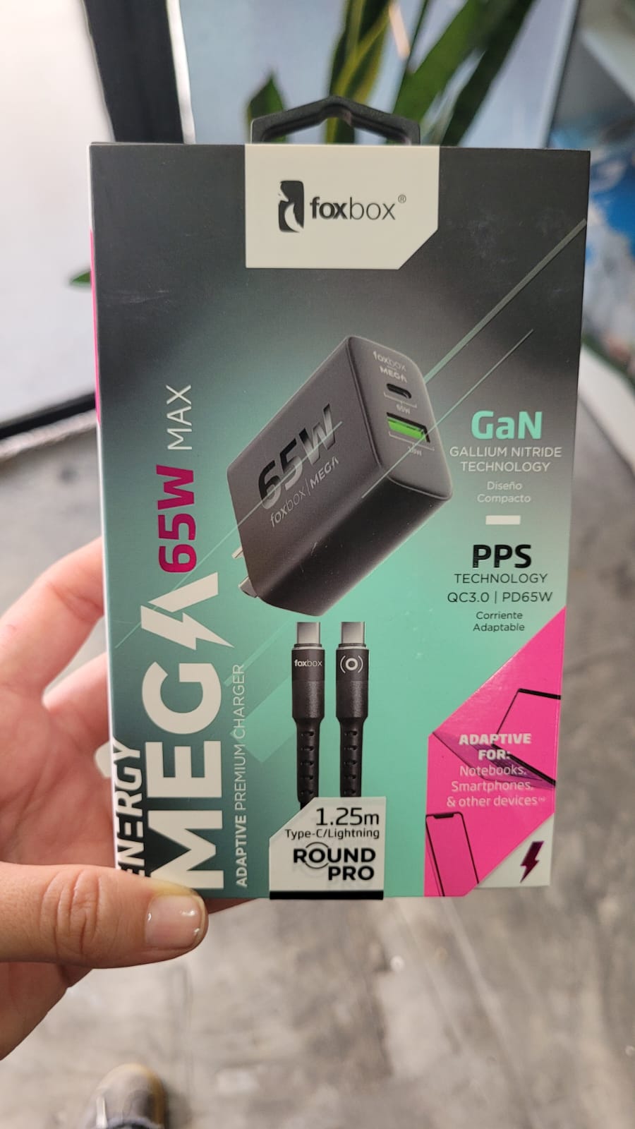 Cargador FoxBox MEGA 65W TC a Ligthning