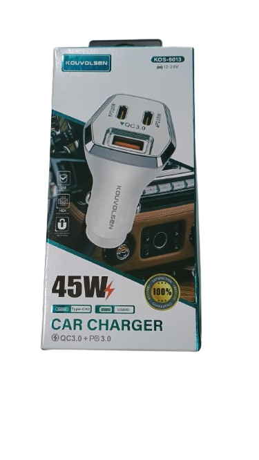 Cabezal de auto 3 entras USB + 2 TC 45W KOS-5013